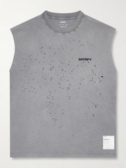 SATISFY Distressed Logo-Print MothTech™ Organic Cotton-Jersey Tank Top