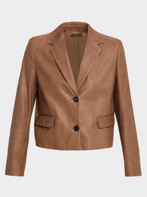 Brunello Cucinelli Vintage Nappa Leather Cropped Blazer