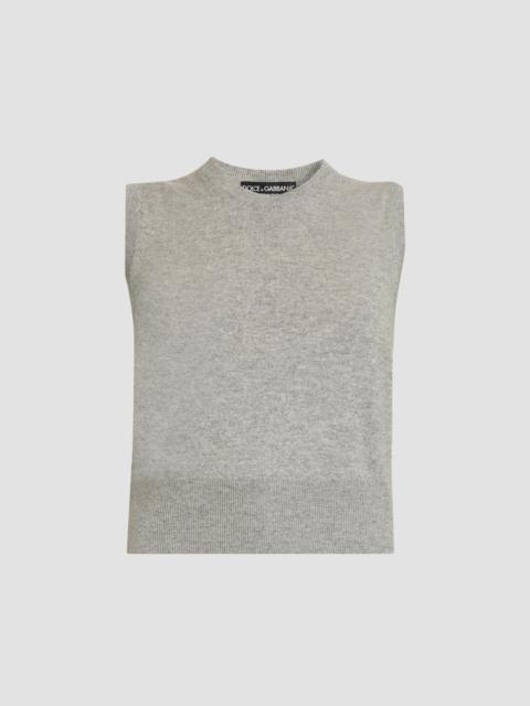 Dolce & Gabbana Women's Cashmere Knit Crewneck Tank Top - Grigio Chiaro