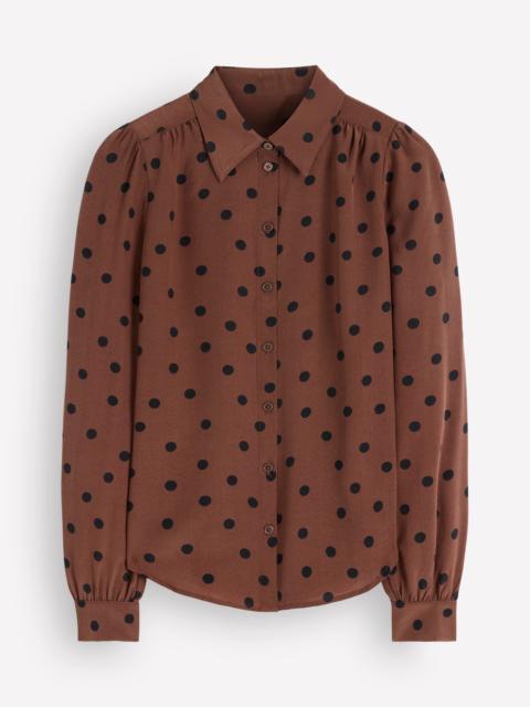 BODEN Sara Silk Shirt-Woodland Brown, Boden Spot