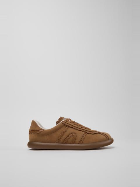 CAMPER Pelotas Soller Brown Nubuck and Leather Sneakers for Women.