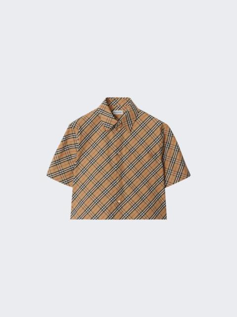 Burberry Cropped Check Cotton Shirt Sand