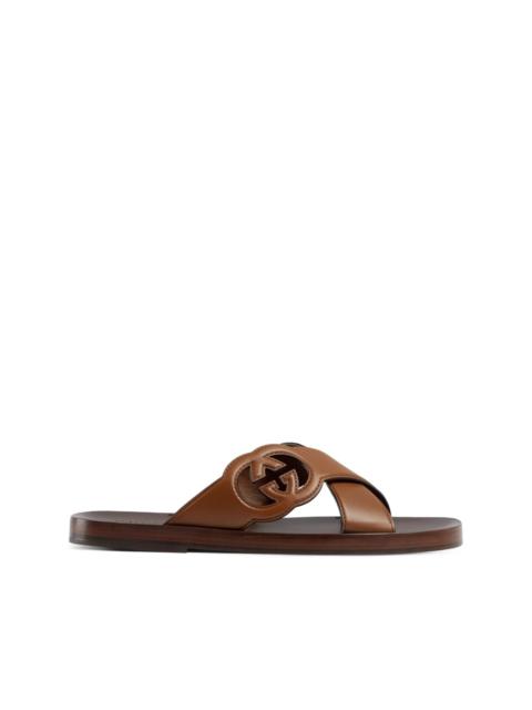 GUCCI GG-motif leather slippers