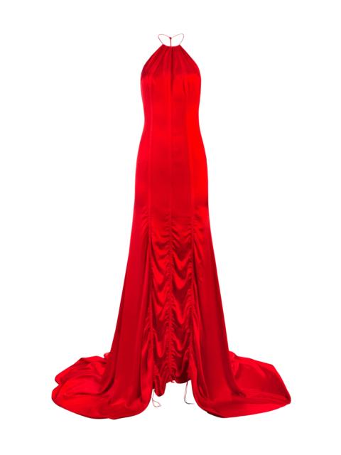 Alejandra Alonso Rojas Dip-Dyed Silk Halter Gown red