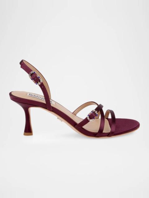 BADGLEY MISCHKA 65mm Yukon Embellished Satin Slingback Sandals
