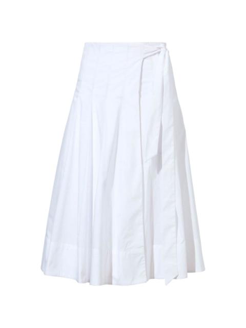 pleated wrap midi skirt