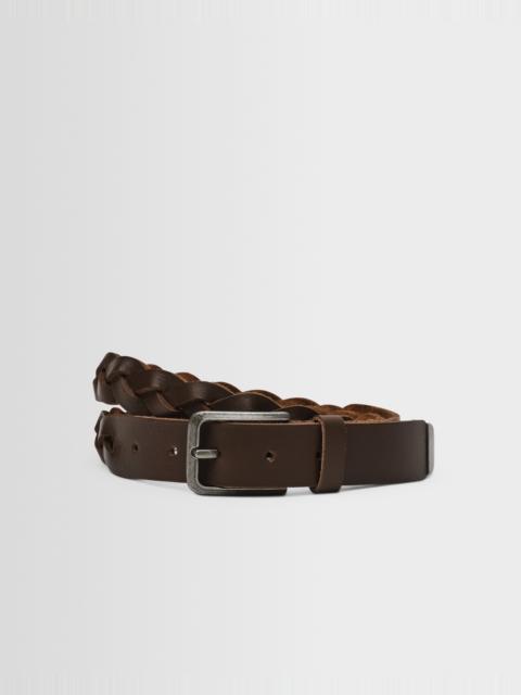 Wax London Lambeth - Brown Plaited Leather Belt