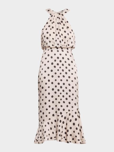 SALONI Ruby Polka-Dot Midi Dress