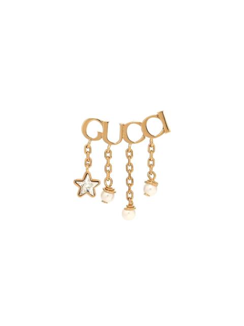 GUCCI Gucci Crystal Pearl Script Drop Single Earring (Authentic Pre-Loved)