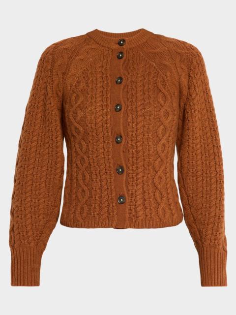 GUEST IN RESIDENCE Sculpted Cashmere-Wool Cable-Knit Cardigan