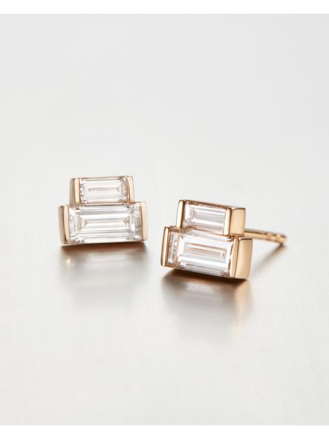 JENNY BIRD 14K Stacked Baguette Diamond Stud Earrings