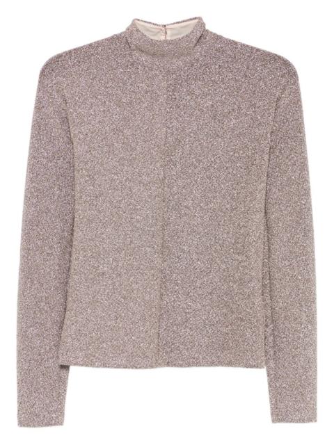 forte_forte lurex-detail high-neck blouse