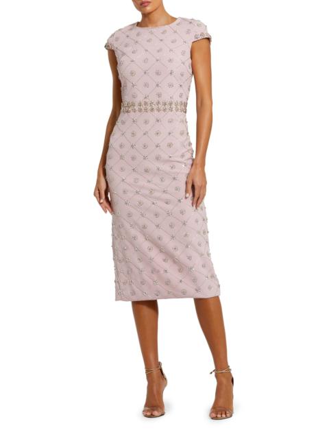 MAC DUGGAL Women's Hand-Embellished Cap-Sleeve Midi-Dress - Mauve