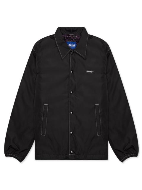 AWAKE NY AWAKE FAUX FUR LEOPARD LINED COACHES JACKET - BLACK