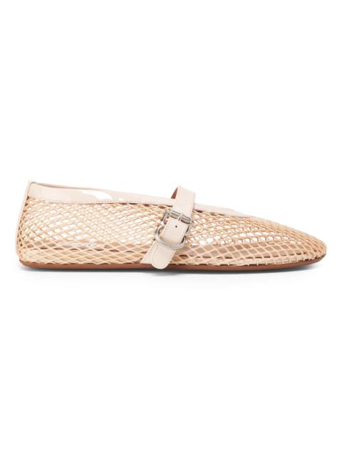 Alaïa Women's Ballerina Strap Fishnet Flats - Beige Clair
