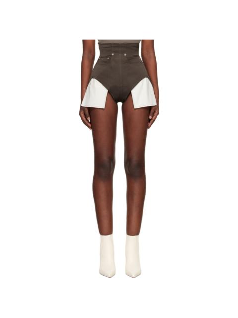 Rick Owens Brown Temple Dirt Cutoffs Shorts