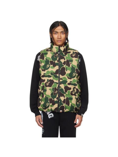 A BATHING APE® Green ABC Camo Reversible Down Vest