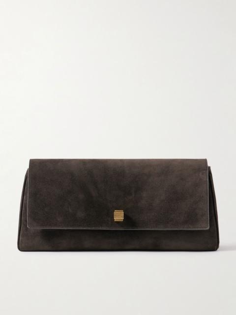 KHAITE Audrey suede clutch Dark brown