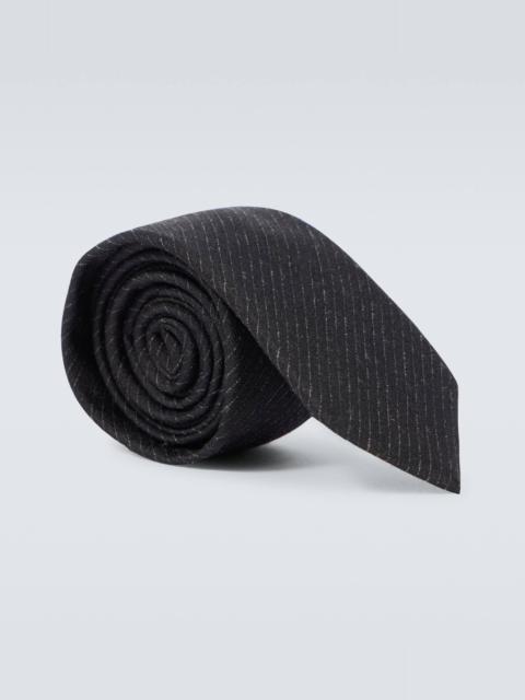 SAINT LAURENT Striped silk-blend tie