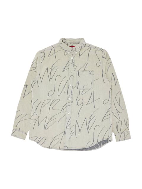 Supreme Handwriting Jacquard Denim Shirt 'Dirty'