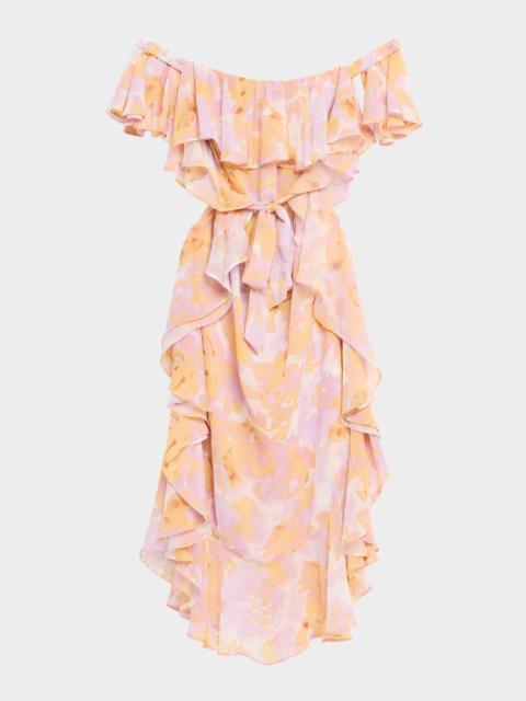 MISA Carla Floral Off-Shoulder Maxi Dress