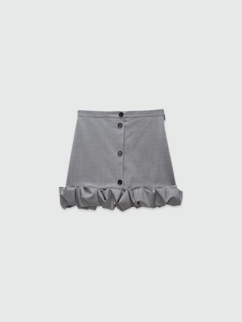 MSGM Grey melange wool miniskirt with ruffles