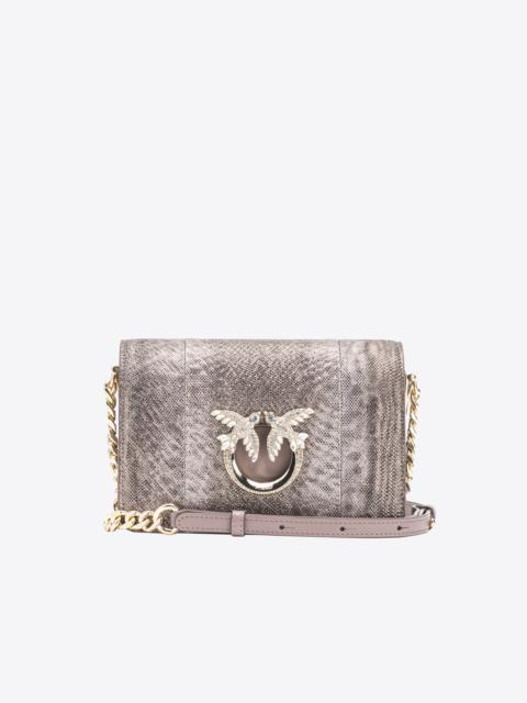 PINKO PINKO GALLERIA MINI CLICK CROSSBODY BAG IN GLITTERY REPTILE LEATHER