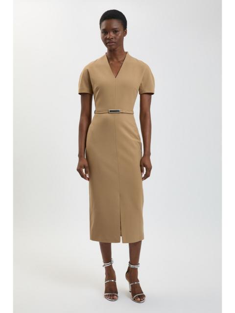 KAREN MILLEN Compact Stretch Tailored Belted Midi Pencil Dress