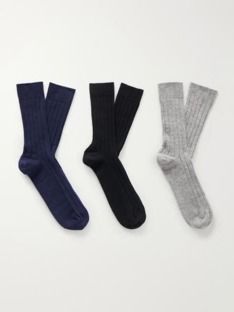 Johnstons of Elgin Set of Three Cashmere-Blend Socks Multi