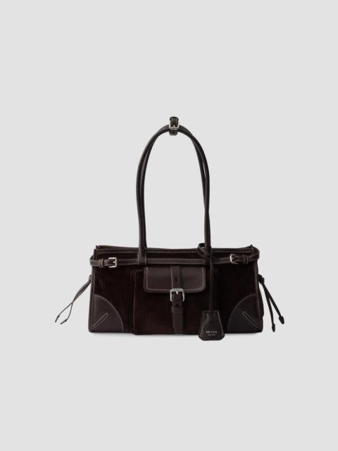 Prada Women's Bonnie Medium Corduroy and Leather Top Handle Bag - Brown