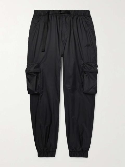 Tech Straight-Leg Logo-Embroidered Belted Micro-Ripstop Cargo Trousers