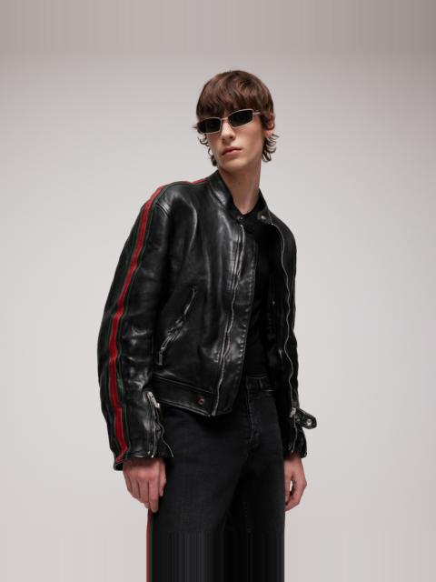 GUCCI Buffalo leather biker jacket with Web