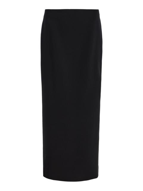 COLLEEN ALLEN Tailored Stretch Wool Panel Midi Skirt black