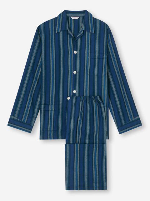 Derek Rose Men's Classic Fit Pyjamas Kelburn 38 Brushed Cotton Blue