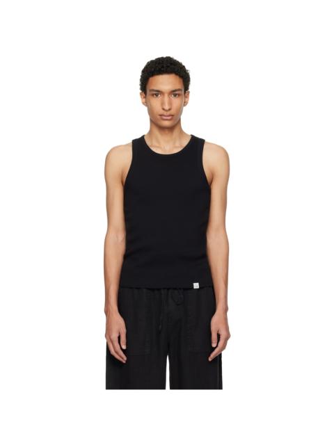 Merz b. Schwanen Black Iconic Ribbed Cotton Tank Top