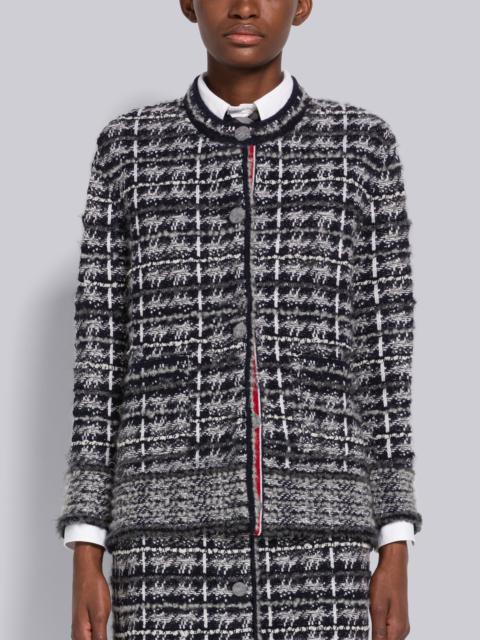 Thom Browne Check Tweed Crew Neck Cardigan Jacket