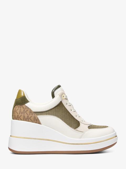 MICHAEL KORS Emmy Mixed-Media Wedge Trainer