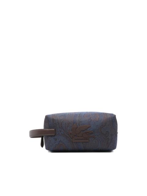 Etro paisley-pattern leather-handle wash bag