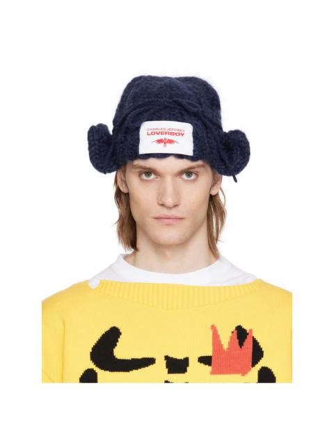CHARLES JEFFREY LOVERBOY Navy Chunky Aviator Beanie