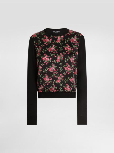 Dolce & Gabbana Small rose bouquets-print silk and satin pullover