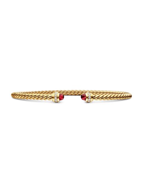 DAVID YURMAN Women's Classic Cablespira Bracelet in 18K Yellow Gold and Diamonds - Garnet