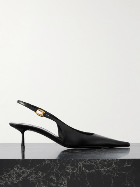 SAINT LAURENT Vendôme Embellished Leather Slingback Pumps
