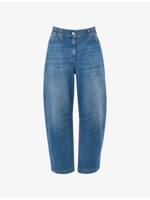 WHISTLES Barrel Elasticated-Waist Stretch-Denim Jean