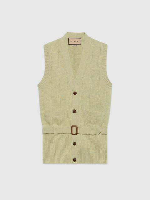 GUCCI Belted rib wool knit vest