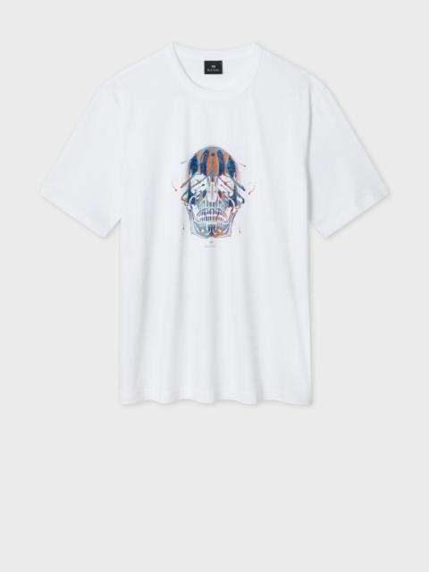 Paul Smith White 'Painted Skull' Print T-Shirt