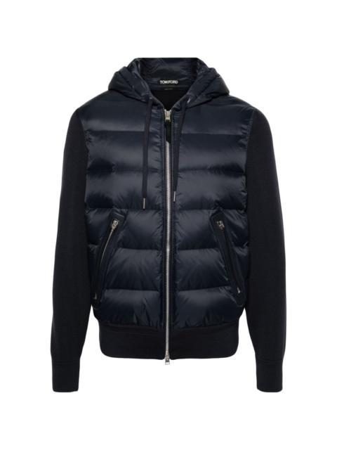 TOM FORD hooded knit-panelled puff jacket