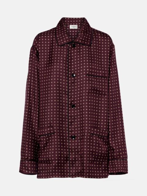 SAINT LAURENT Oversized polka-dot silk satin pajama shirt