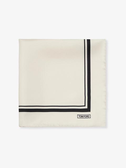 Brand-print square silk pocket square 39cm x 39cm