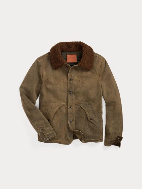 RRL by Ralph Lauren Fleece-Collar Brown Denim Jacket
