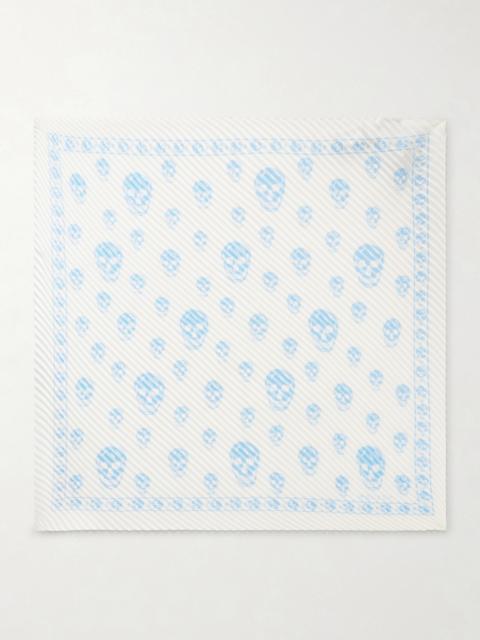 Alexander McQueen Printed Plissé Silk-satin Scarf